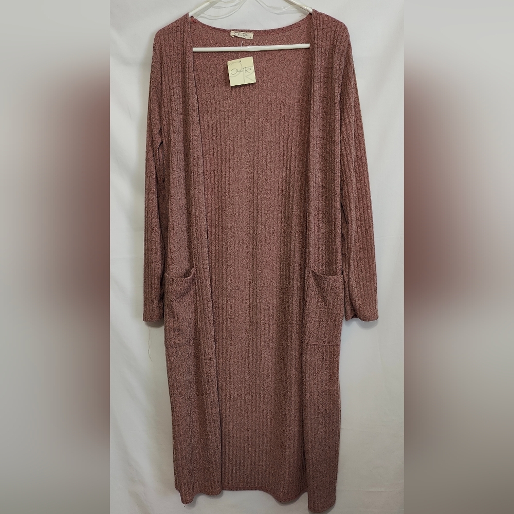 Olivia Rae Long Sleeve Long Length Cardigan - Blush - Size L - NWT - Picture 1 of 5